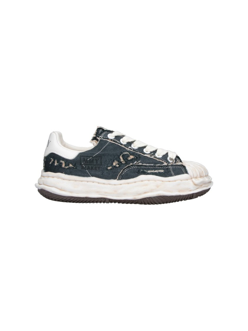 Maison Mihara Yasuhiro Black Blakey Distressed Cotton Rugged Sneakers