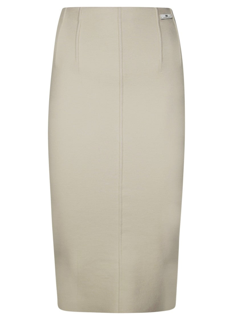 Elisabetta Franchi Fitted Knit Pencil Skirt With Covered Button Detail