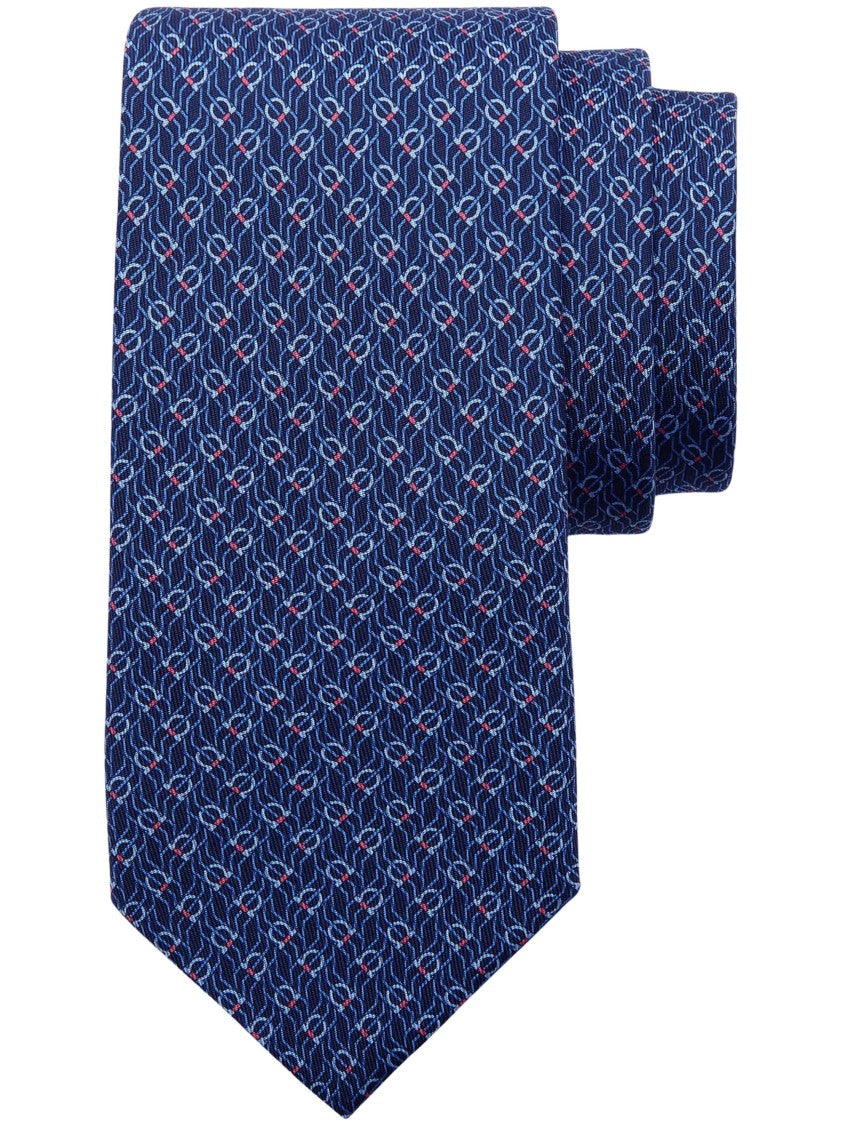 Ferragamo Geometric Patterned Necktie With Subtle Red Accents