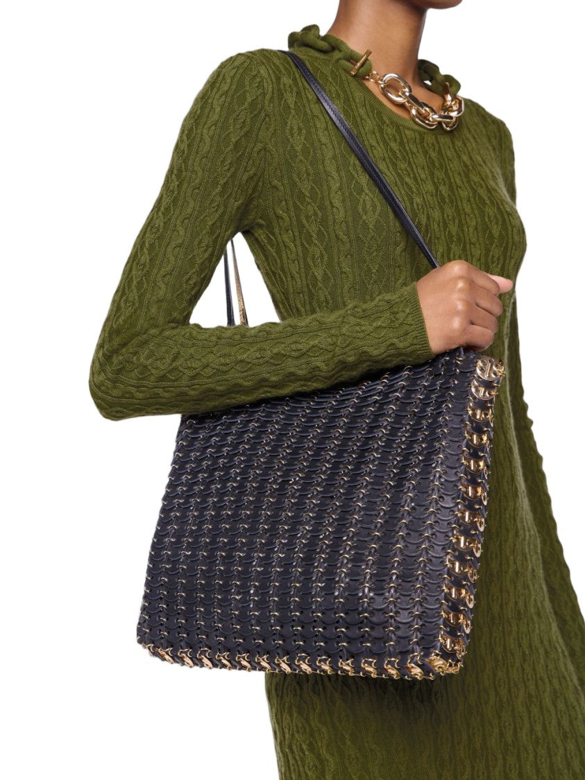 Rabanne Woven Black And Gold Shoulder Bag