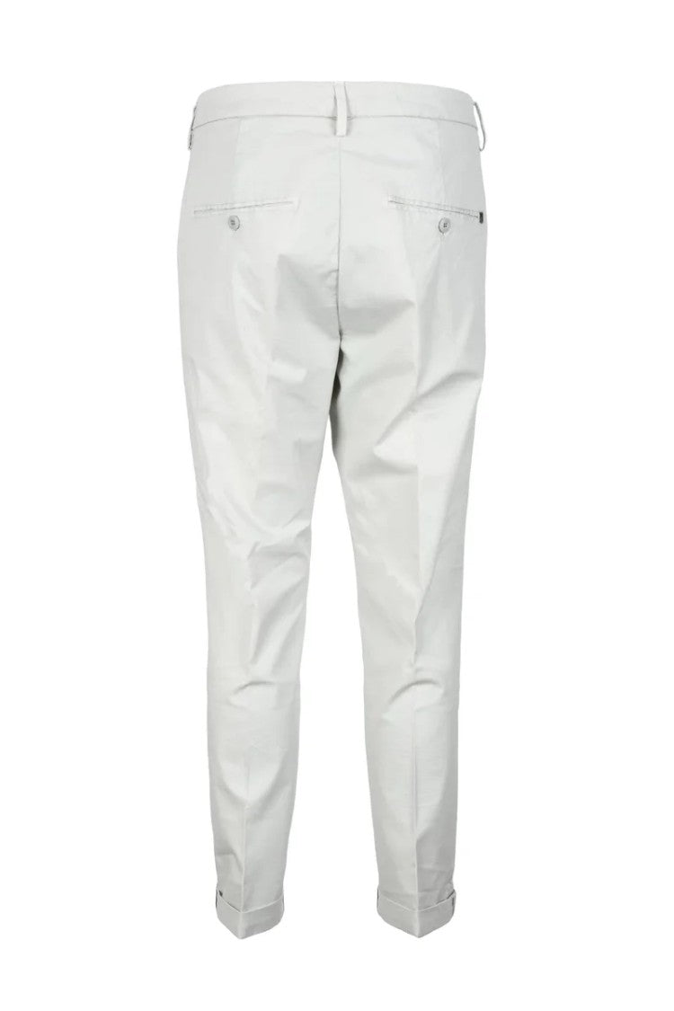 Dondup Cropped White Trousers With Slim Tapered Silhouette