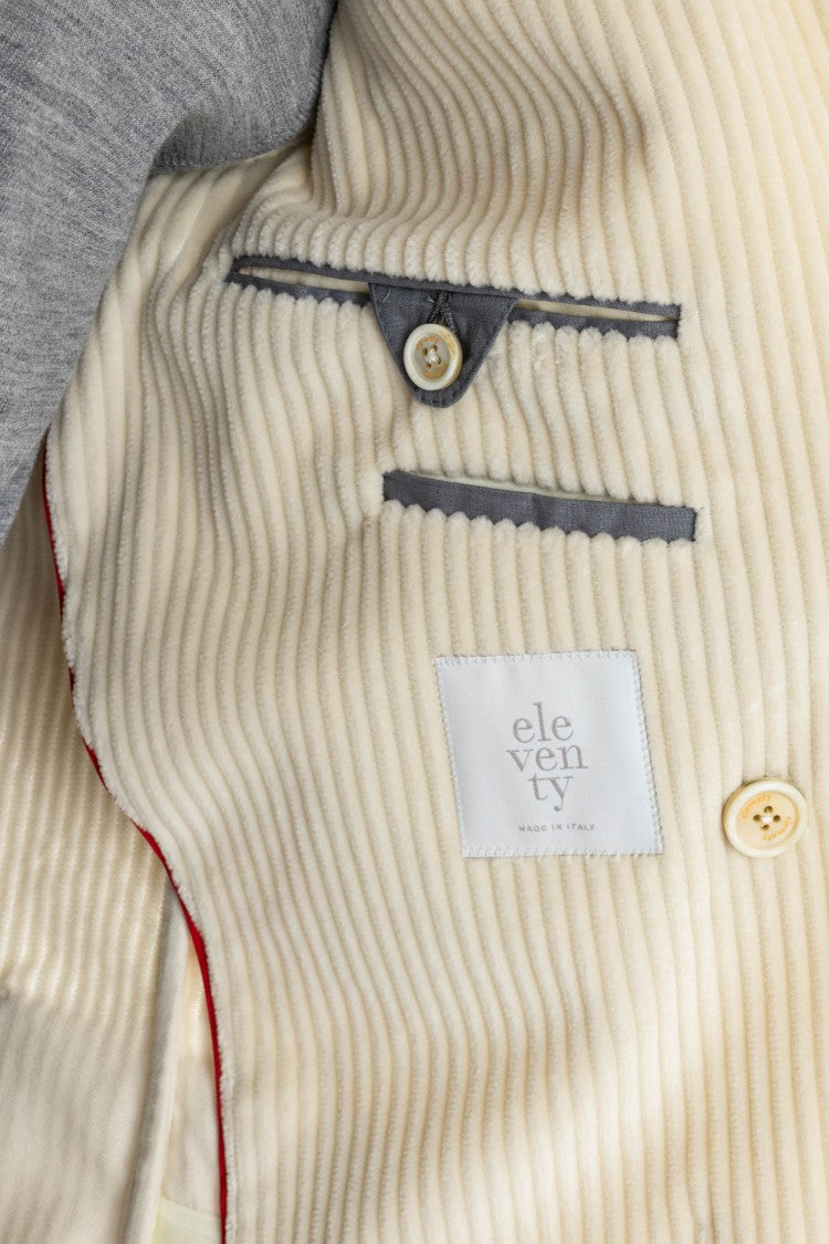 Eleventy Double-Breasted Velvet Jacket Costa Roccia