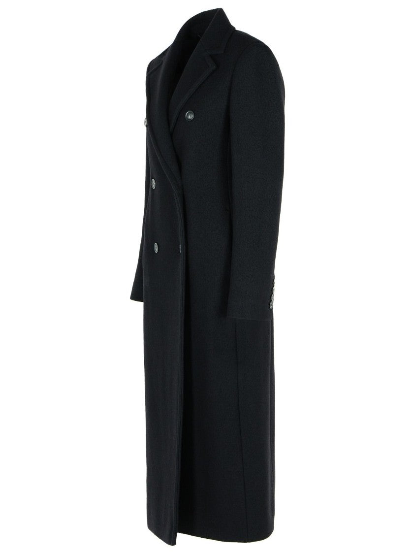 Sportmax Double-Breasted 'Comune' Black Virgin Wool Coat