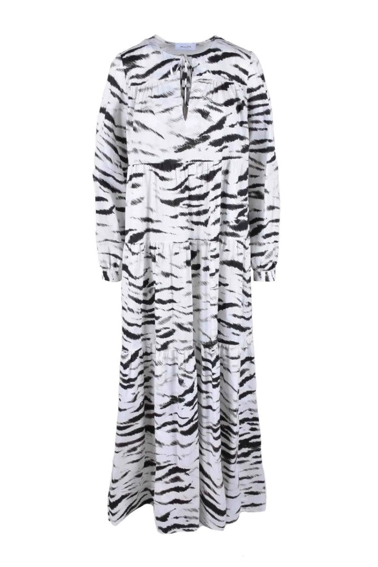 Aglini Long Dress With Tie - White/Black