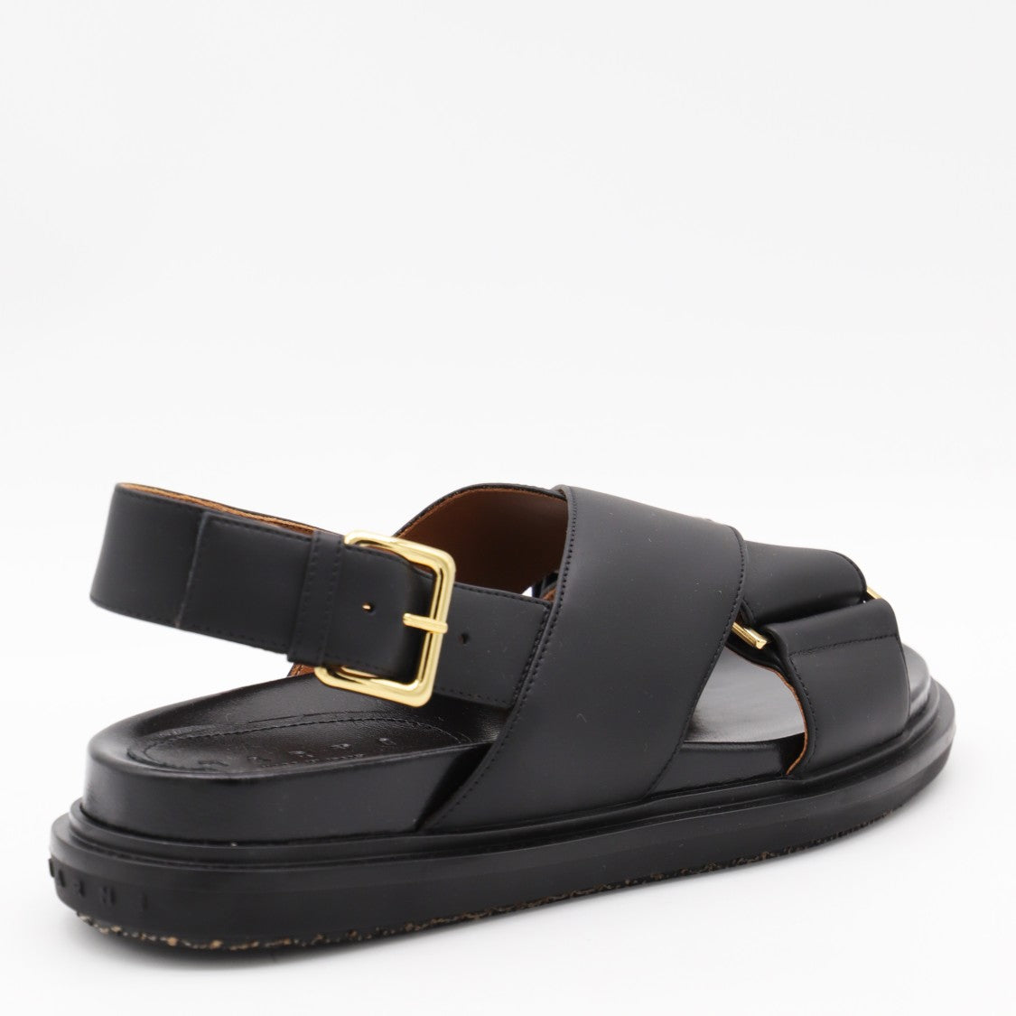 Marni Padded Black Sandals With Gold-Tone Hardware Accents