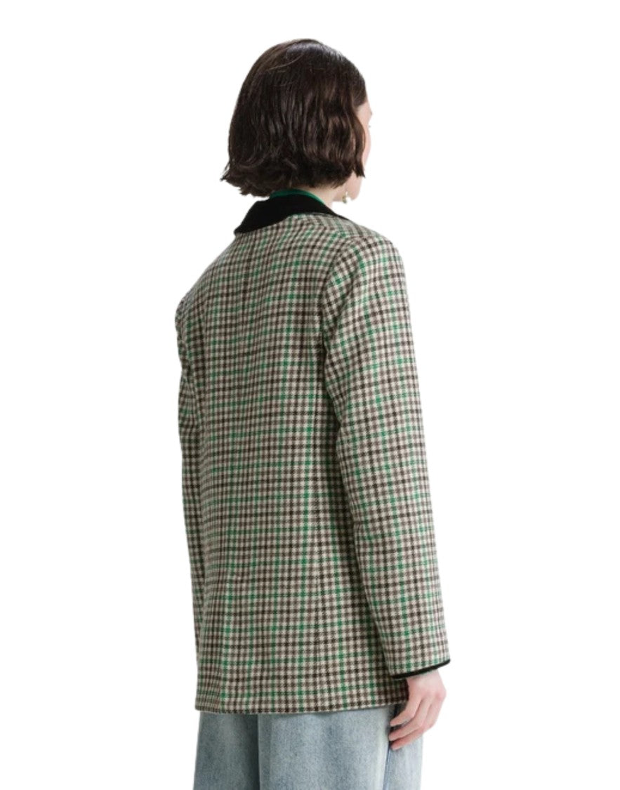 Forte Forte Royal Checked Wool-Blend Notched Lapel Blazer