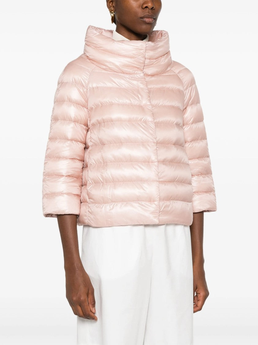 Herno Quilted Mini Jacket With High Collar And Jewel Sleeves