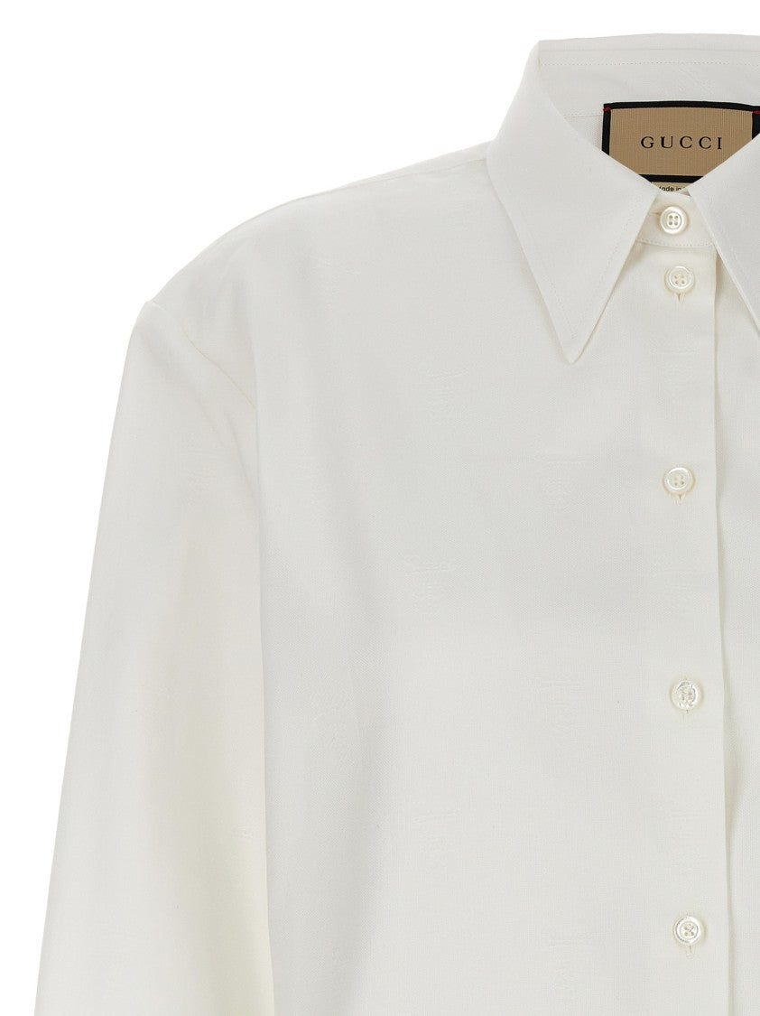 Gucci Tone-On-Tone Logo Oxford Shirt In Cotton