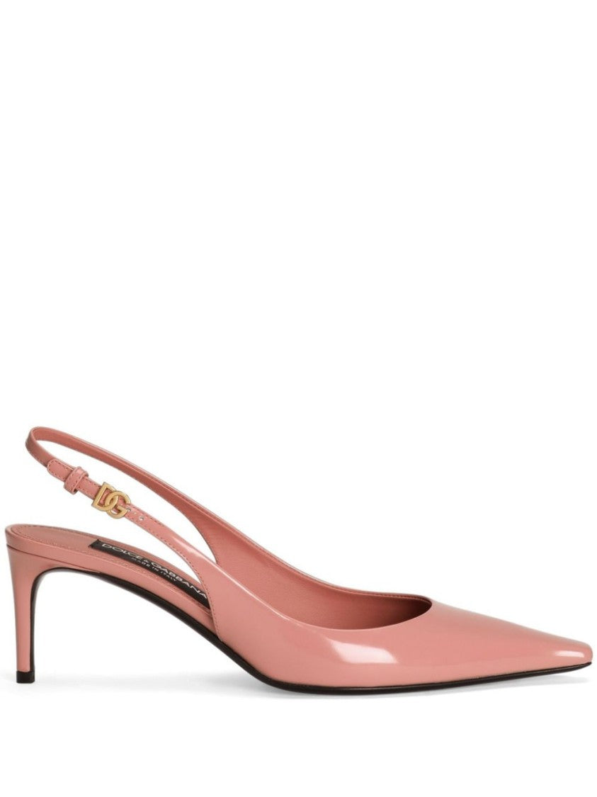 Dolce & Gabbana Pink Leather Pointed Toe Slingback Heels
