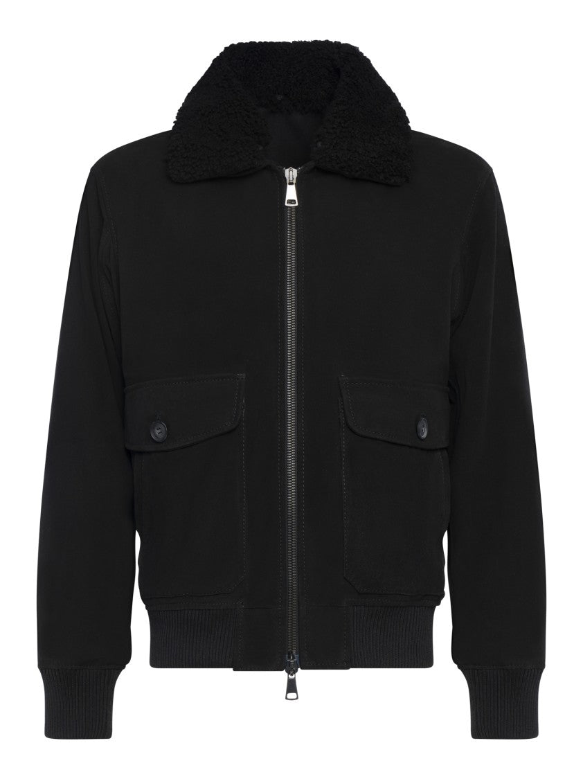 Franzese Collection Water-Repellent Suede Lambskin Bomber Jacket