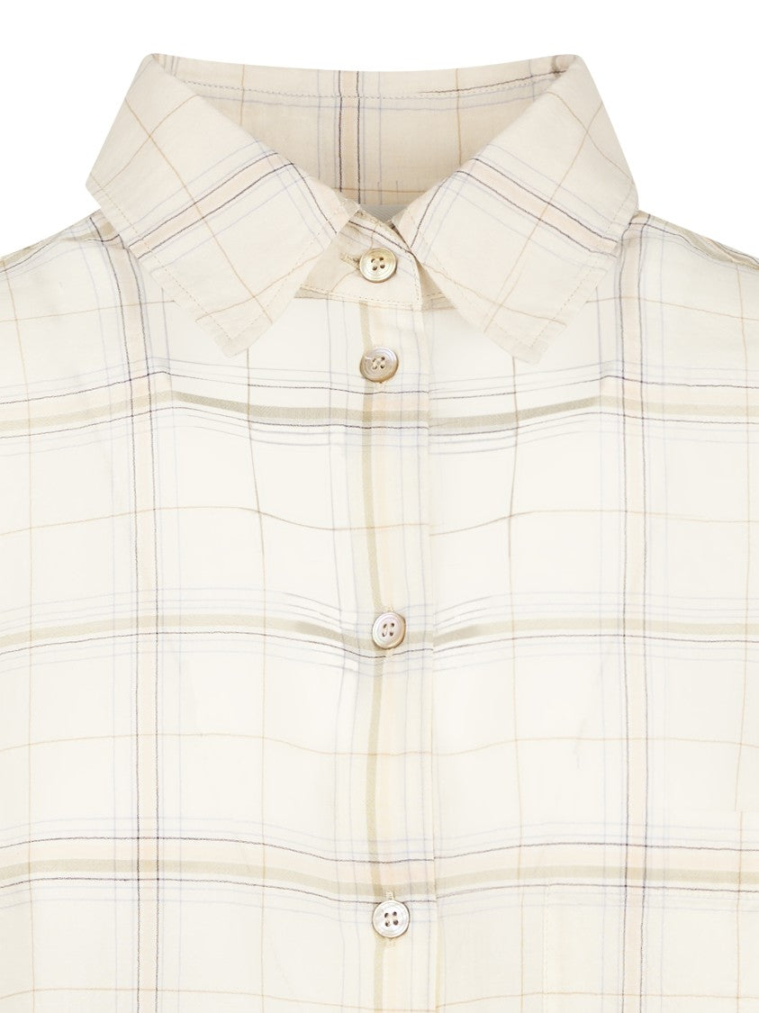 Forte Forte Plaid Pattern Crepe Voile Shirt With Classic Collar