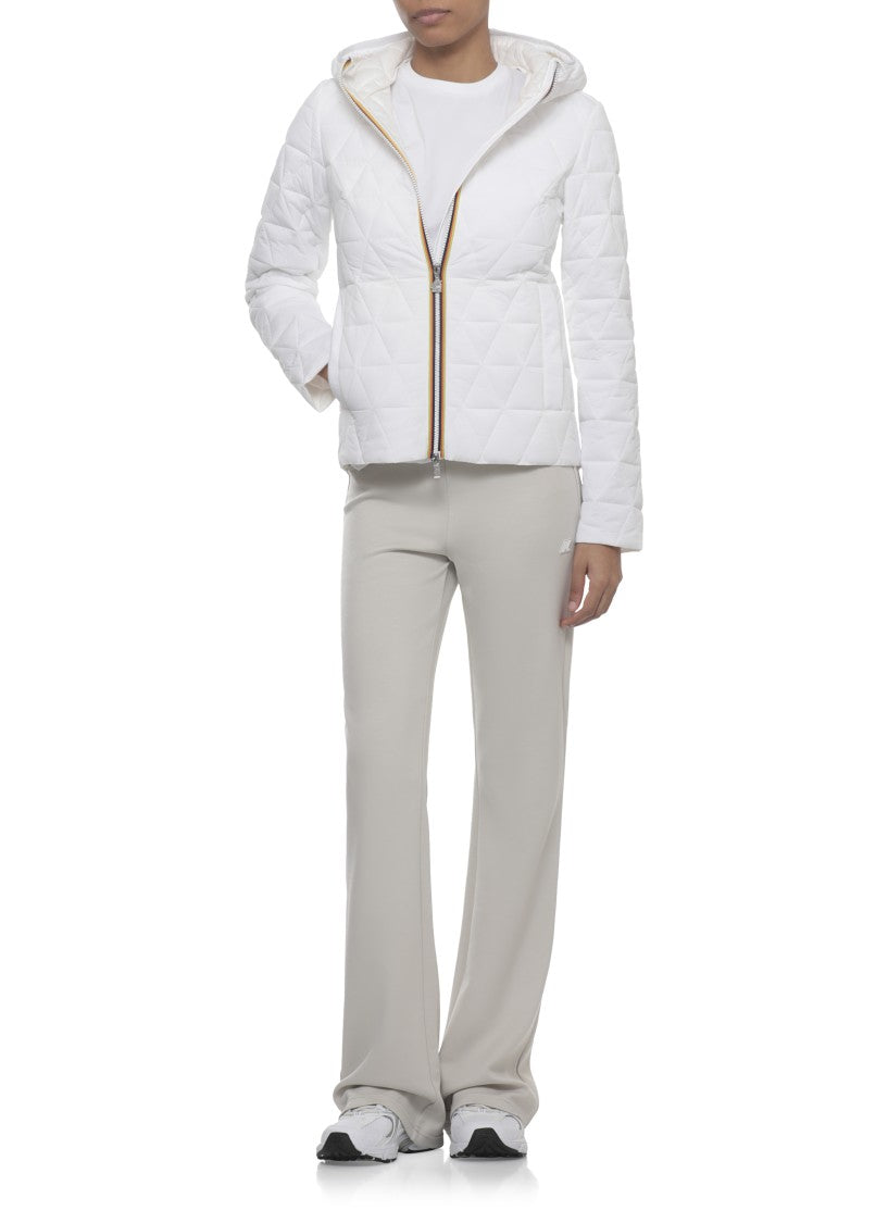 K-Way White Lil Diamond Quilted Jacket