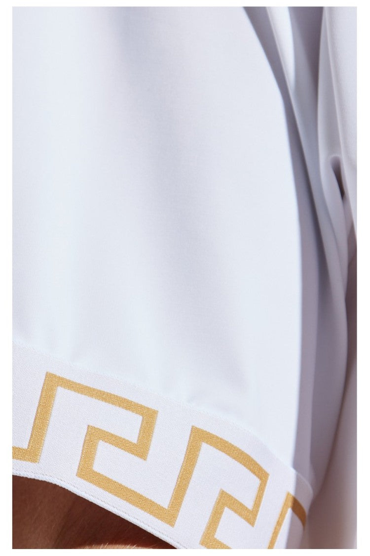 Versace Minimalist Short-Sleeved T-Shirt With Decorative Sleeve Patterns