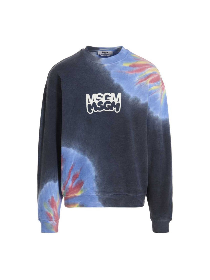 Msgm Logo Print Tie Dye Sweatshirt