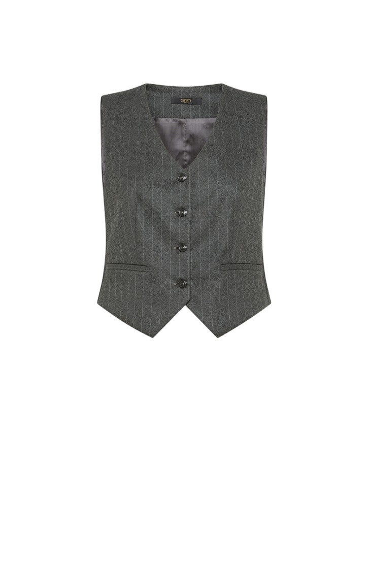Seventy Pinstriped Bi-Stretch Flannel V-Neck Gilet