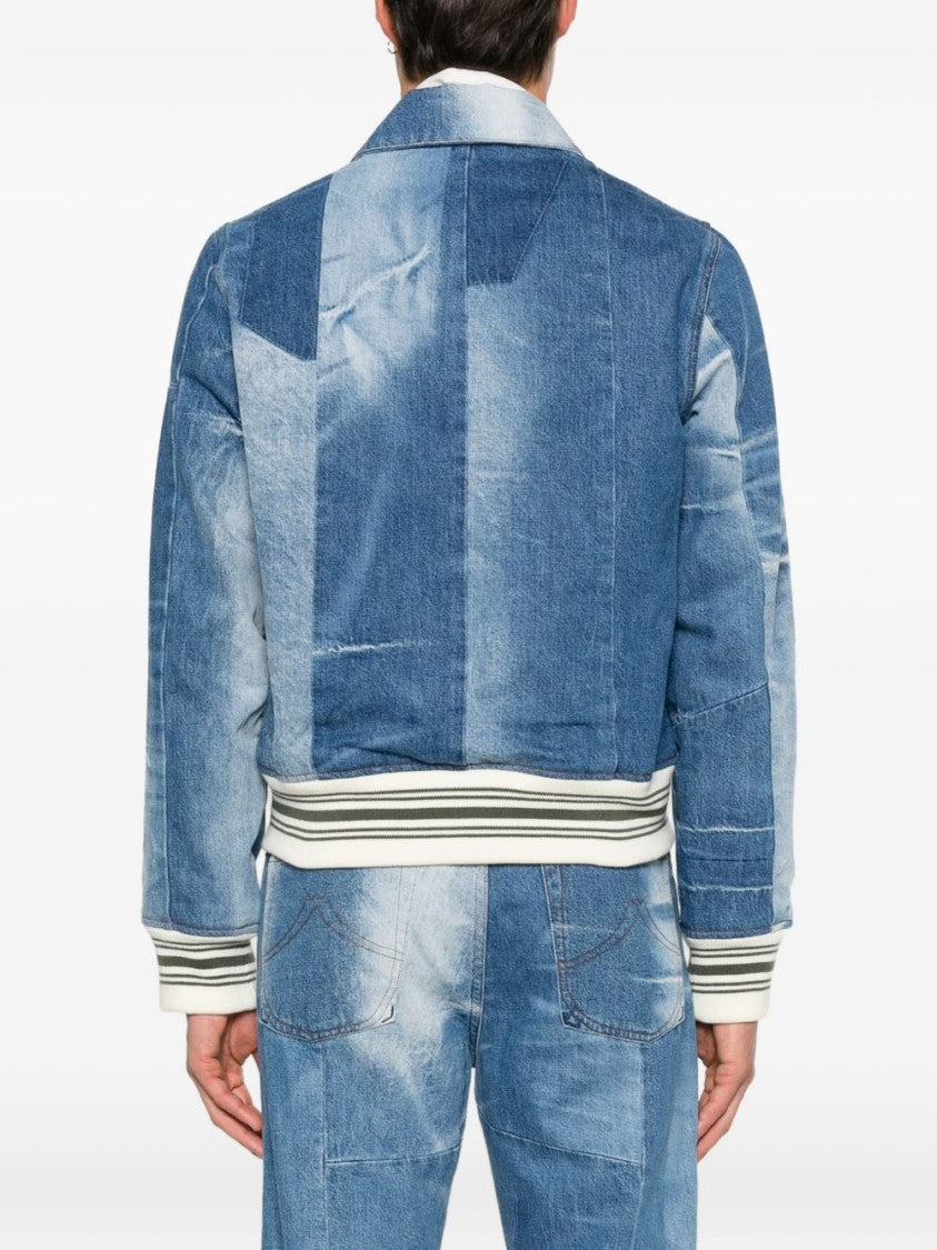 Kenzo Stone Blue Denim Jacket With Classic Collar