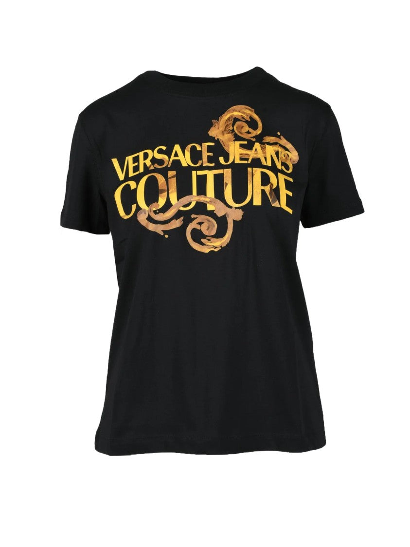 Versace Jeans Couture Black Cotton Logo T-Shirt