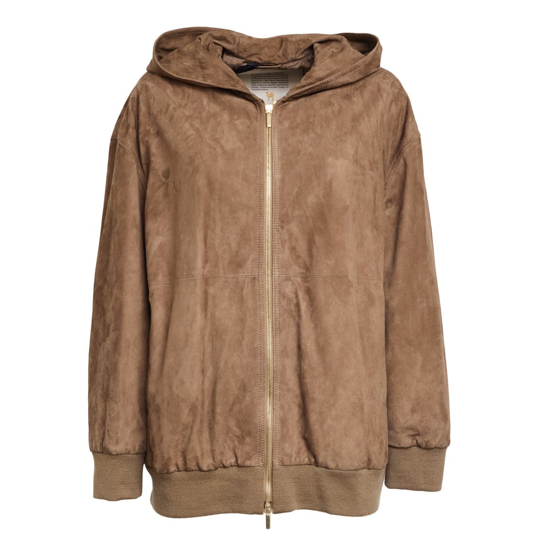 Max Mara Suede Bomber Jacket With Ribbed Knit Cuffs