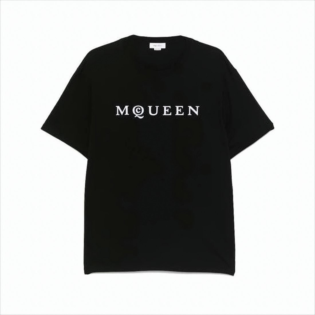 Alexander Mcqueen Black Short-Sleeve T-Shirt With Bold Logo Print