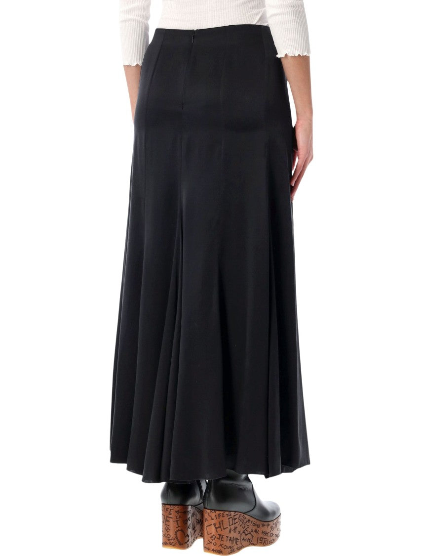 Chloé Chloé Black Silk Satin Maxi Skirt