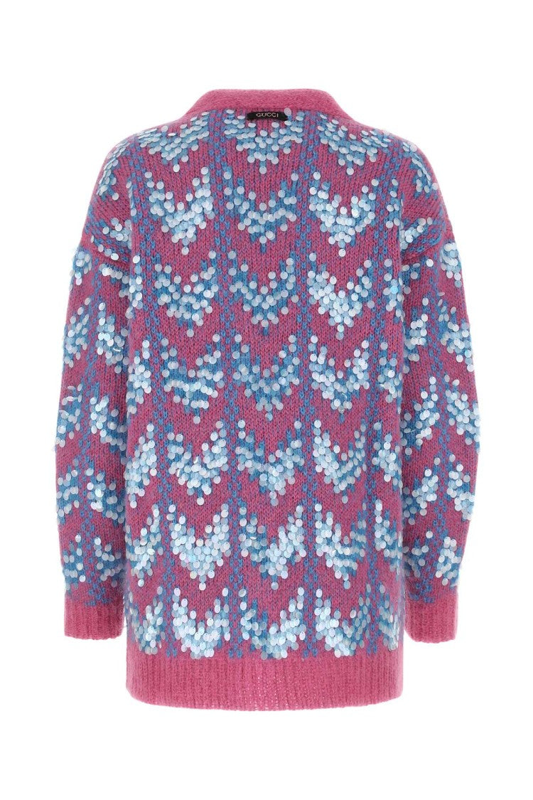 Gucci Two-Tone Mohair Blend Oversize Cardigan