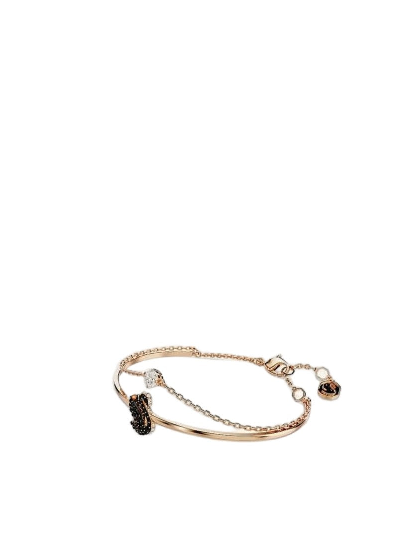 Swarovski Delicate Rose Gold Bracelet With Black Swan
