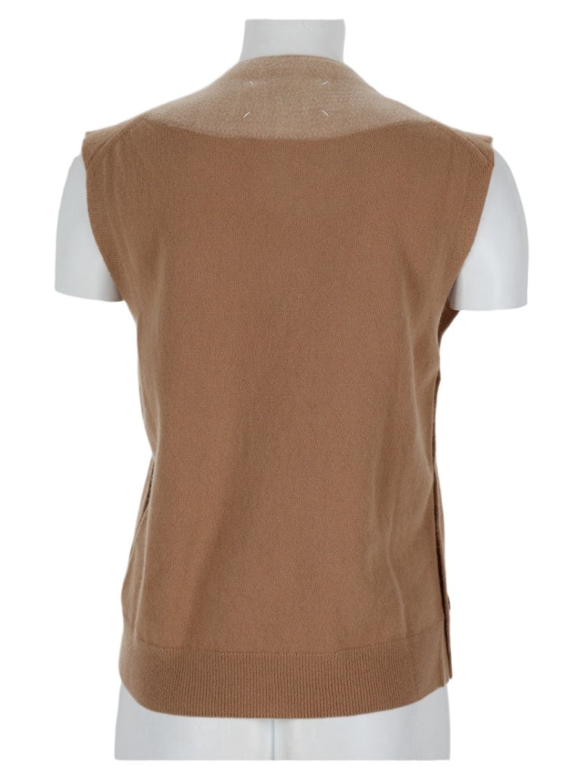 Maison Margiela Black V-Neck Ribbed Virgin Wool Tank Top