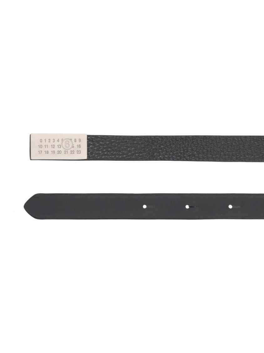 Mm6 By Maison Margiela Numeric Leather Engraved Buckle Belt