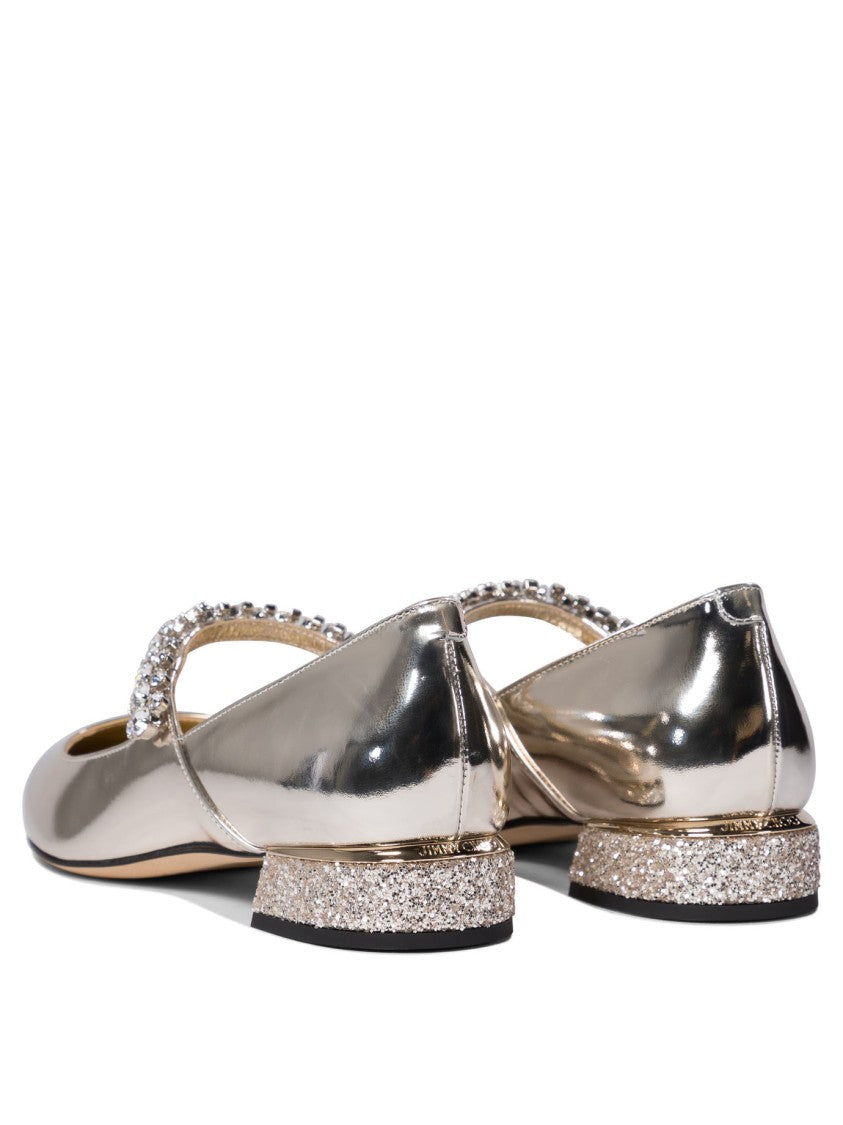 Jimmy Choo Pointed Toe Gold Ballerinas