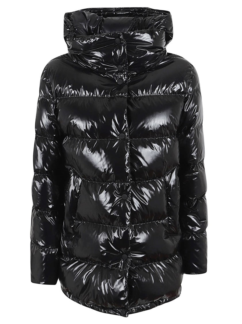 Herno Glossy Quilted Down Jacket With High Collar