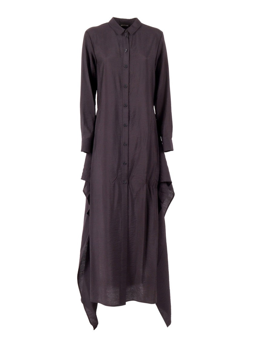 Emporio Armani Viscose-Blend Gathered Midi Dress