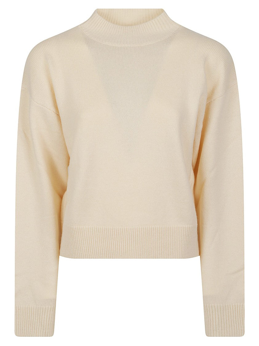 Pinko Sparta Cropped Fine Knit Ribbed Turtleneck Sweater