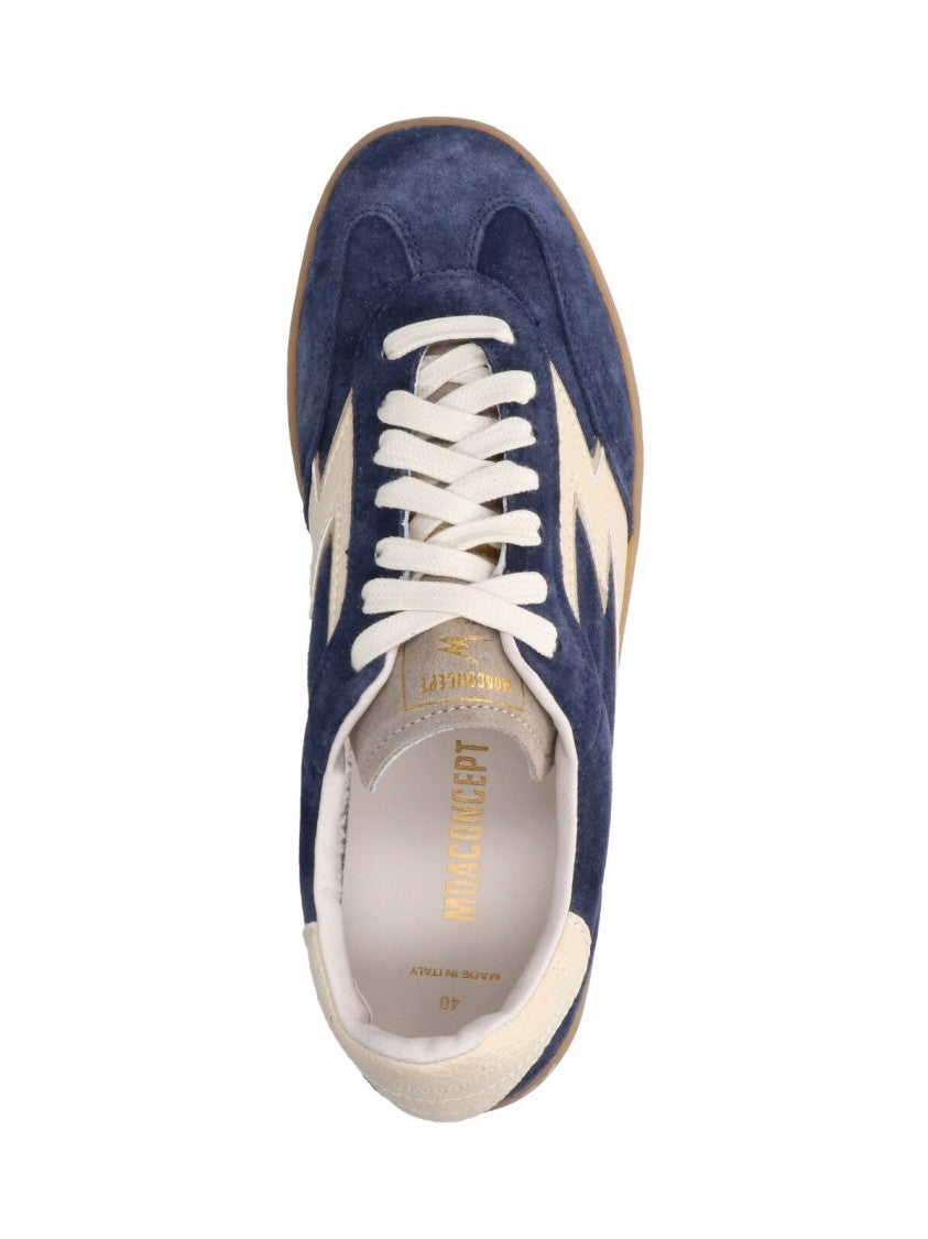 Master Of Arts Blue Club Suede Leather Accent Sneakers