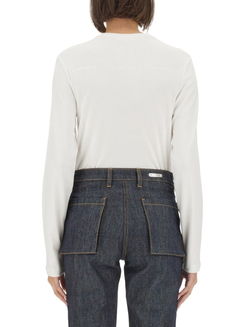 Helmut Lang Classic Round Neck Long-Sleeved T-Shirt With Subtle Logo Detail
