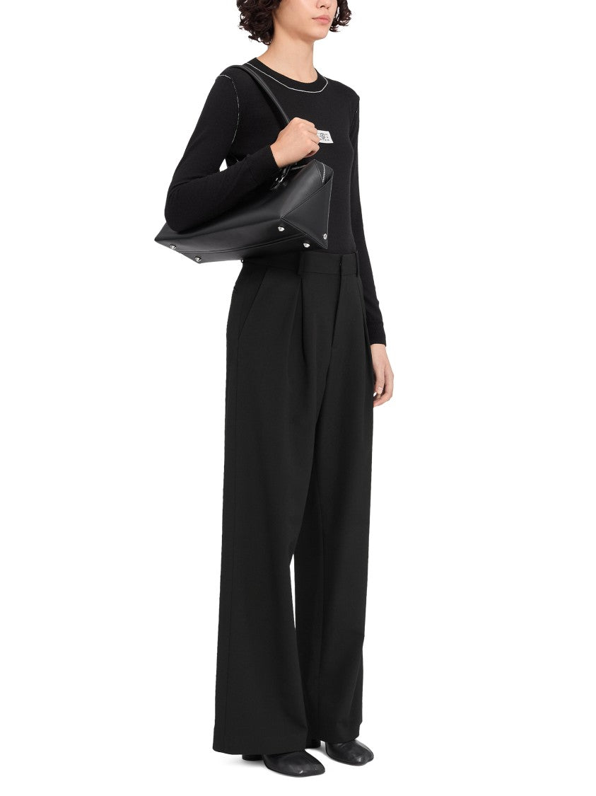 Mm6 By Maison Margiela Wide-Leg Pants With High Waist And Pleated Detail