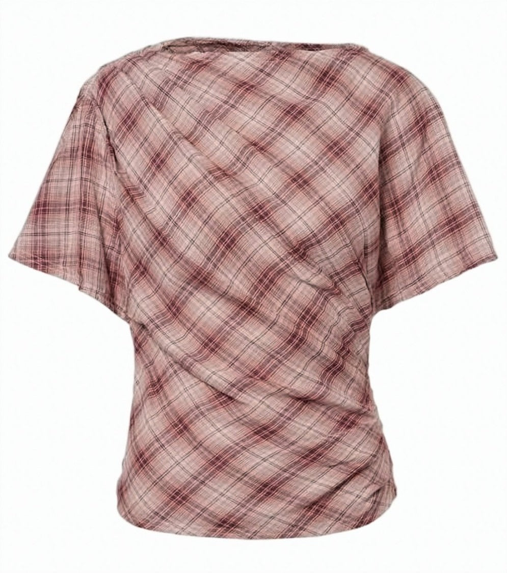 Isabel Marant Rosewood Plaid Short-Sleeved Isabel Marant Top