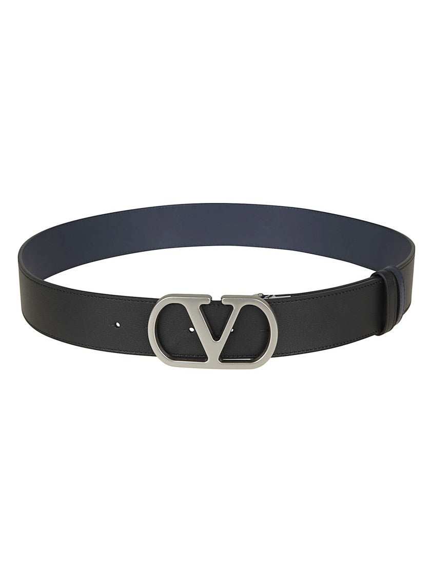 Valentino Garavani Reversible Black Calfskin Belt With Vlogo Signature Buckle