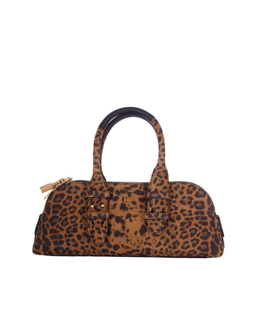 Pinko Bowling-Style Escape Bag In Suede With Decorative Lock