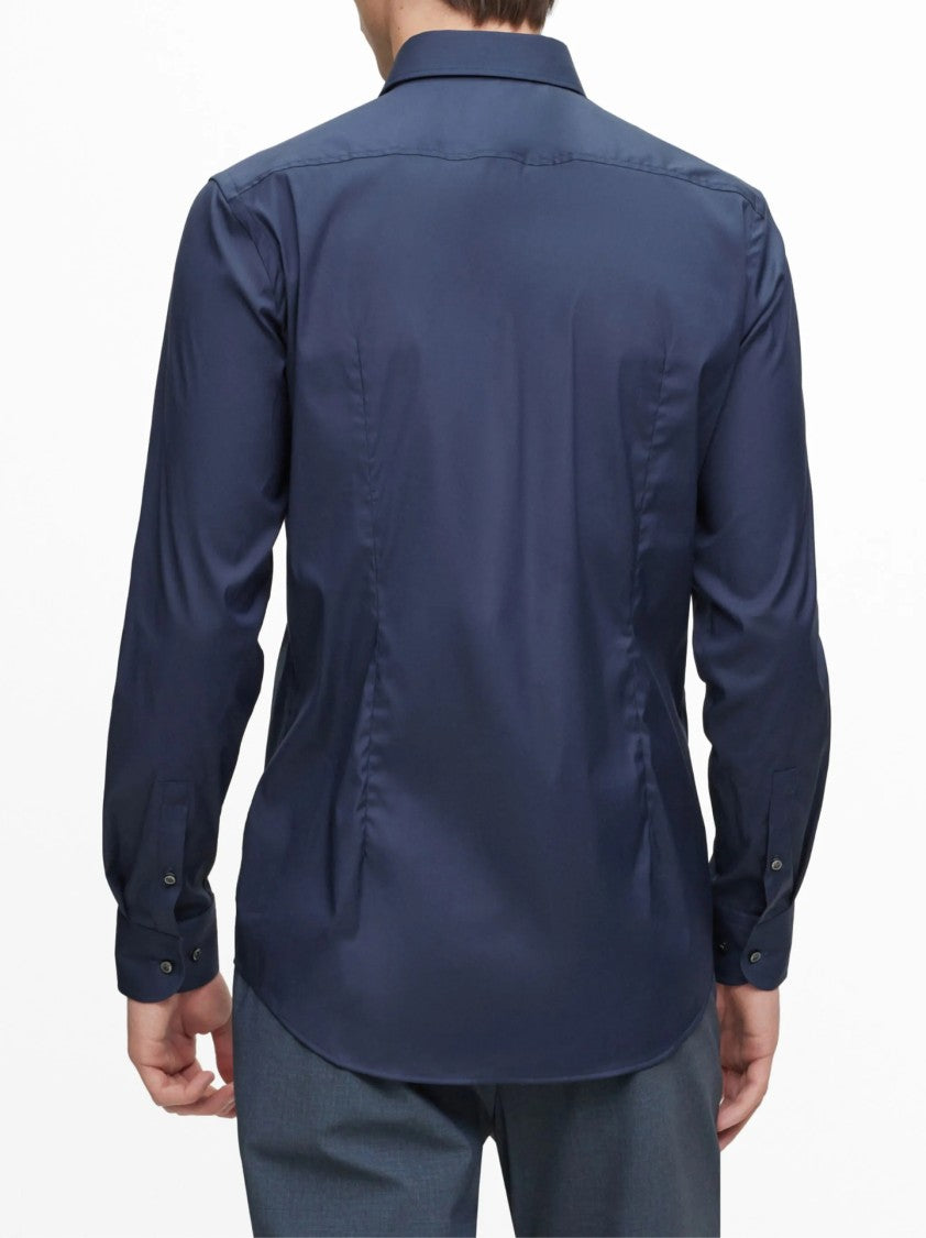 Boss Tailored Long-Sleeve Shirt With Pointed Collar And Button-Down Front