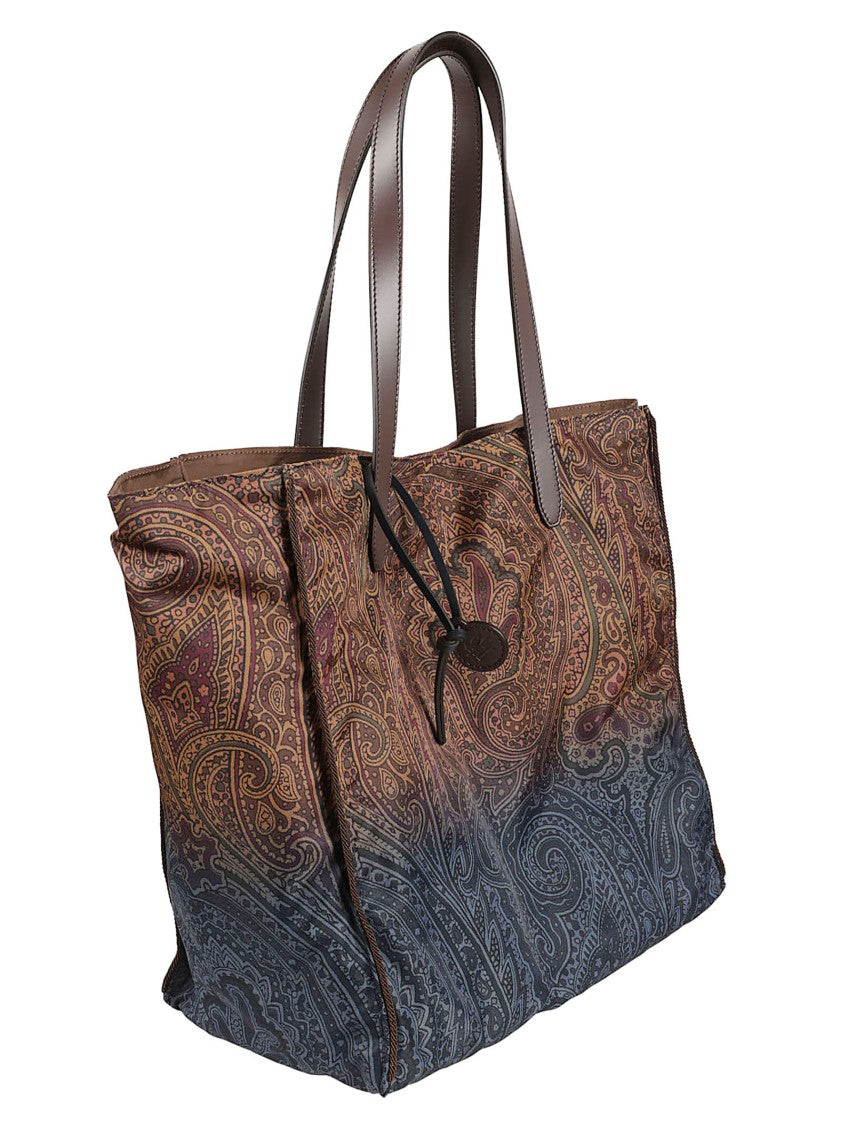 Etro Unfold Me Paisley Pattern Nylon Shopping Bag