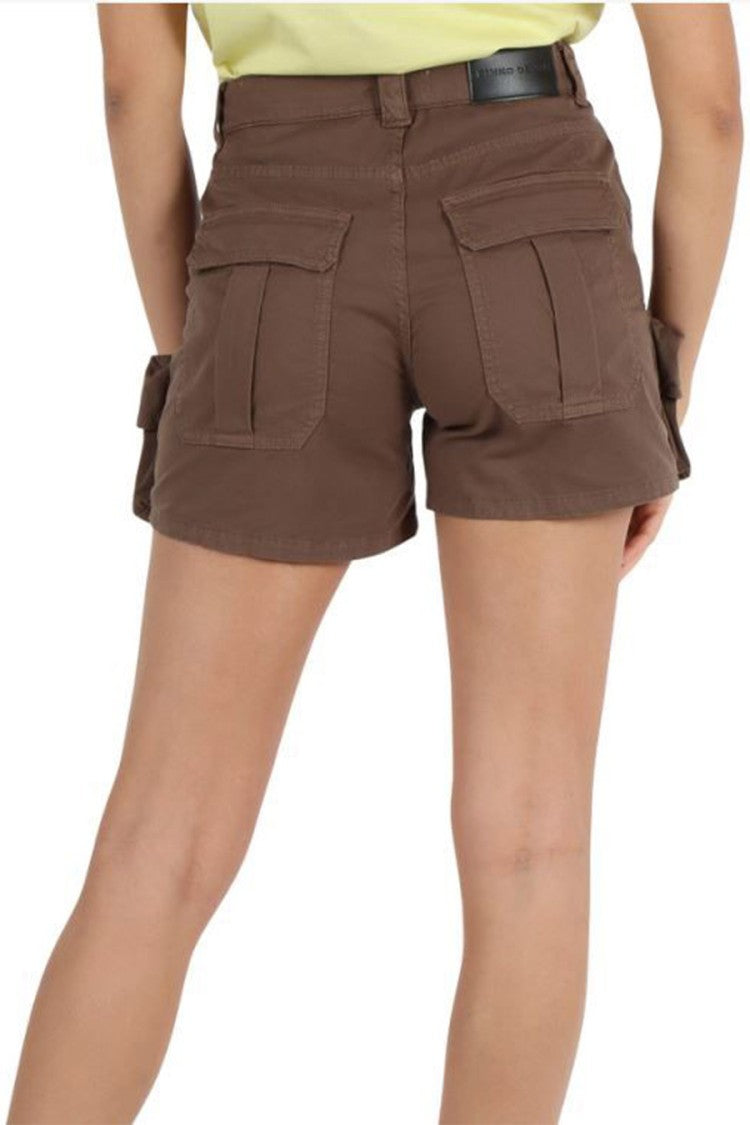 Pinko Brown Cotton Cargo Shorts