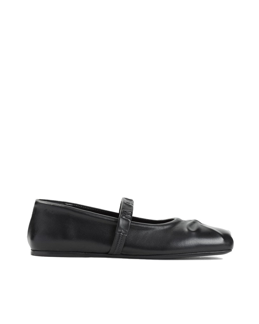 Marni Black Leather Mary Jane Flats