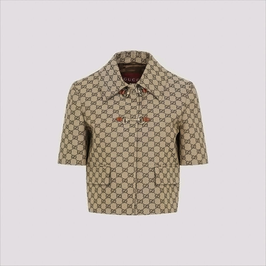 Gucci Boxy Silhouette Short-Sleeved Coat With Monogram Pattern
