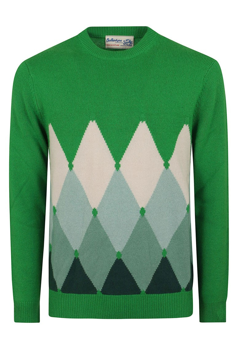 Ballantyne Classic Rombo Hand-Made Inlay Cashmere Sweater