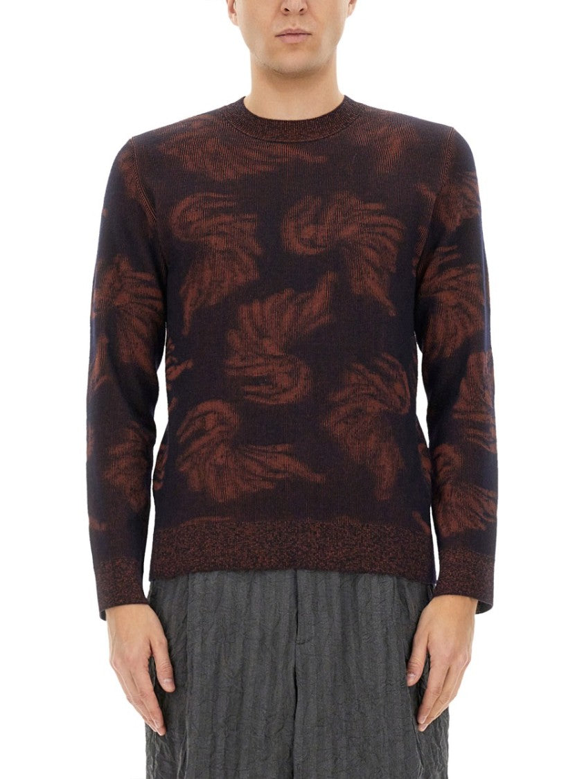 Dries Van Noten Textured Jacquard Knit Sweater With Classic Fit
