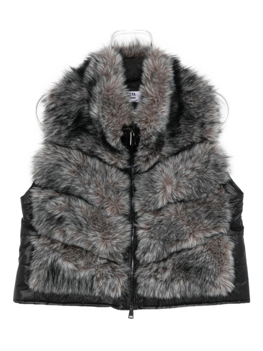 Betta Corradi Sleeveless Gray Faux Fur Coat