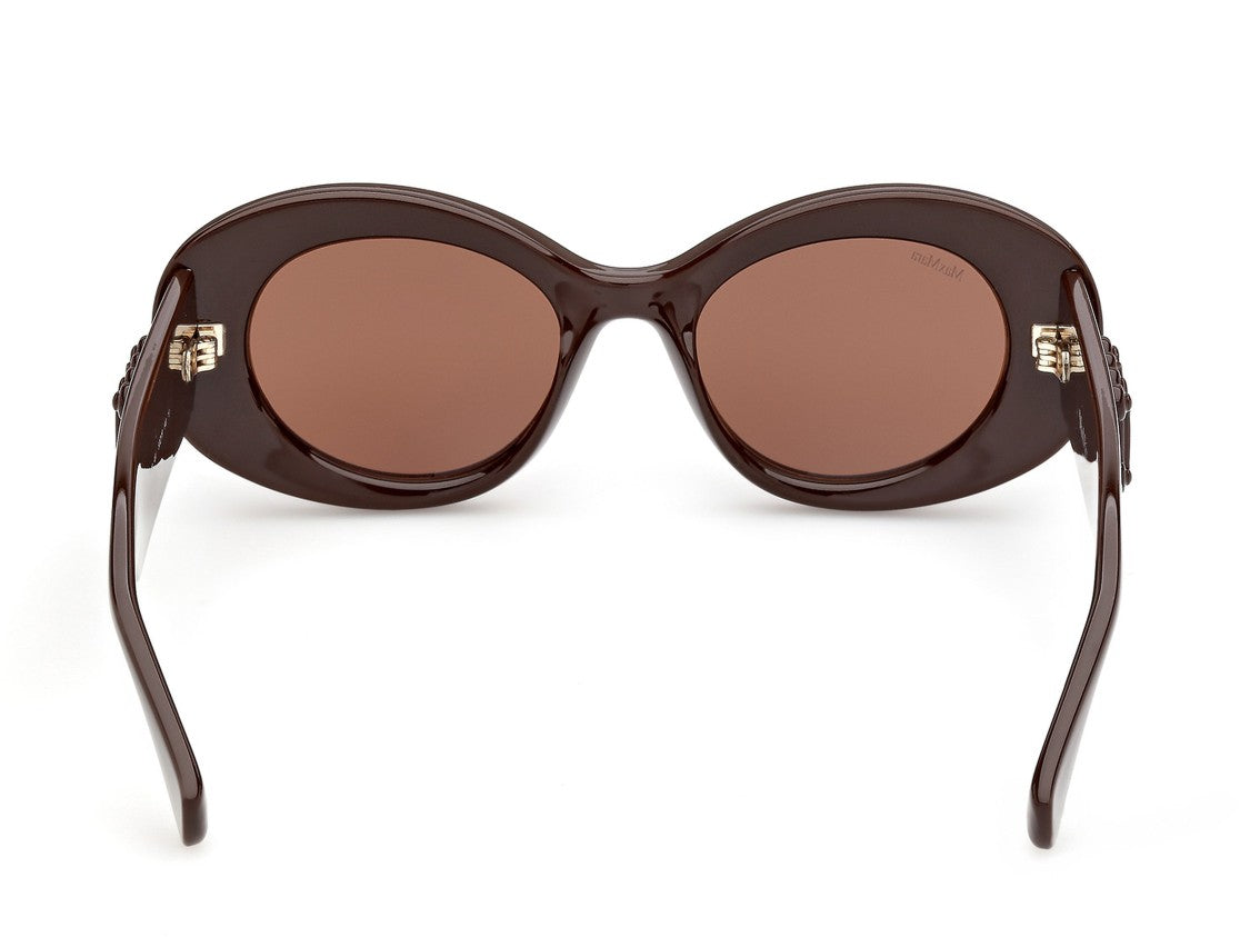 Max Mara Mm0208 Glossy Emblem Oversized Round Sunglasses
