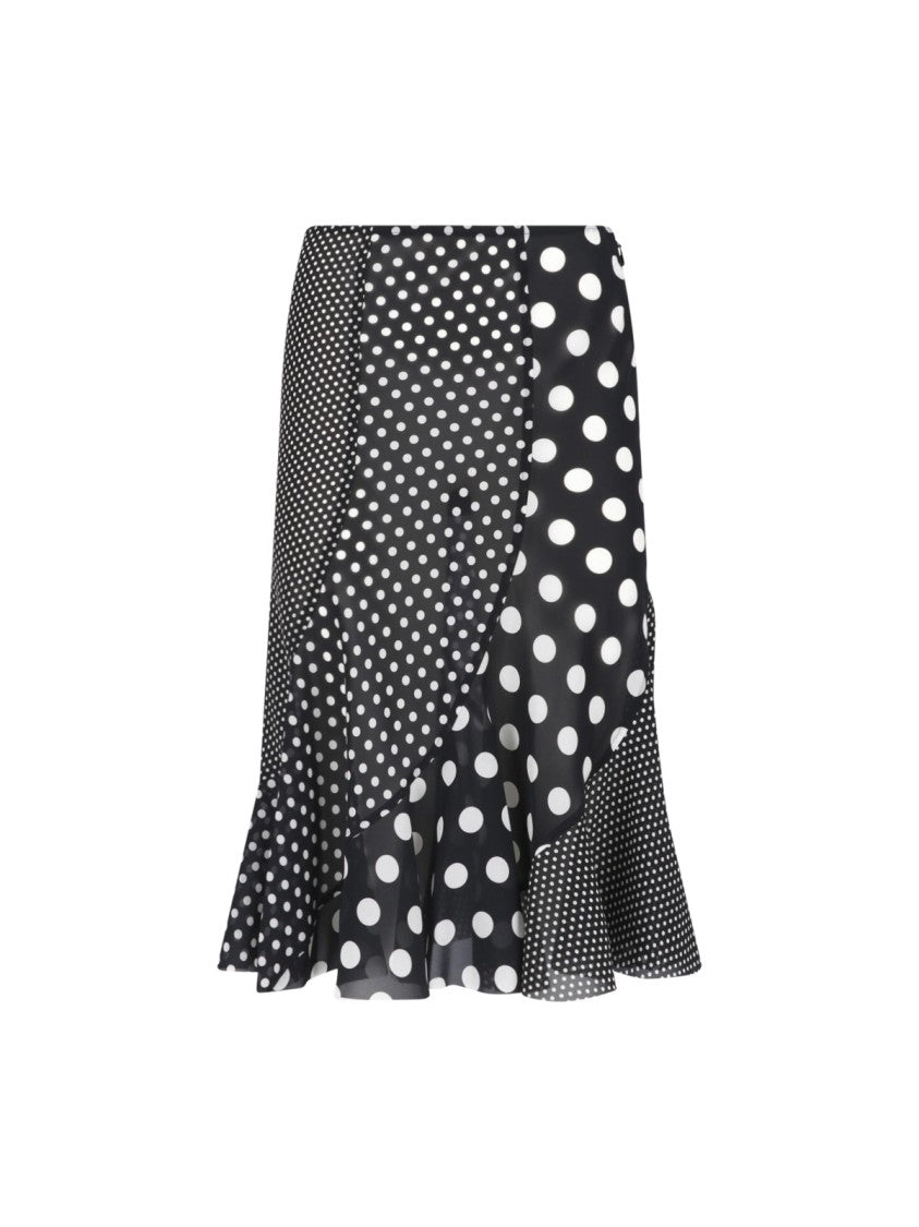 Junya Watanabe Black Polka Dot Patchwork Ruffled Skirt