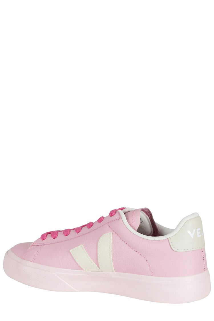 Veja Pink Campo Leather Side-Logo Leather Sneakers