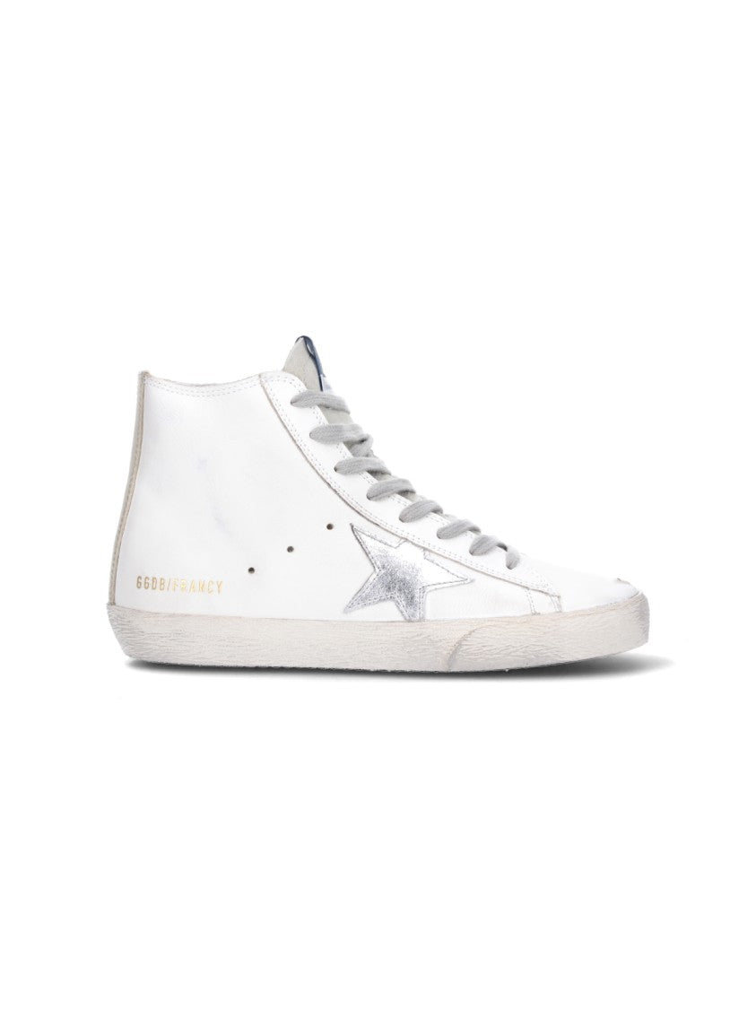 Golden Goose White Francy Distressed Calf Leather Sneakers